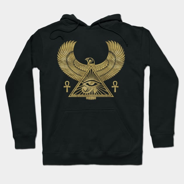 Golden Egyptian Eye of Horus - Wadjet Hoodie by Nartissima